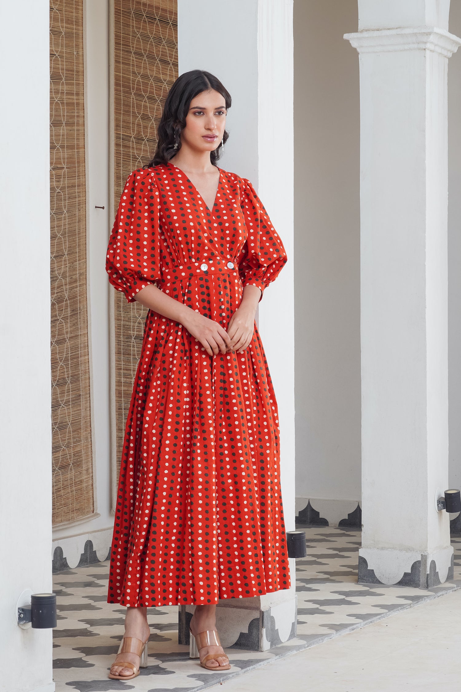 Red Polka Wrap Maxi