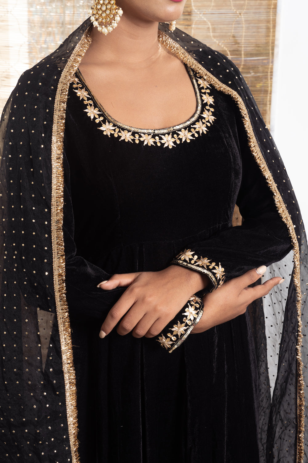 Khwabidah Black Anarkali Set of 3