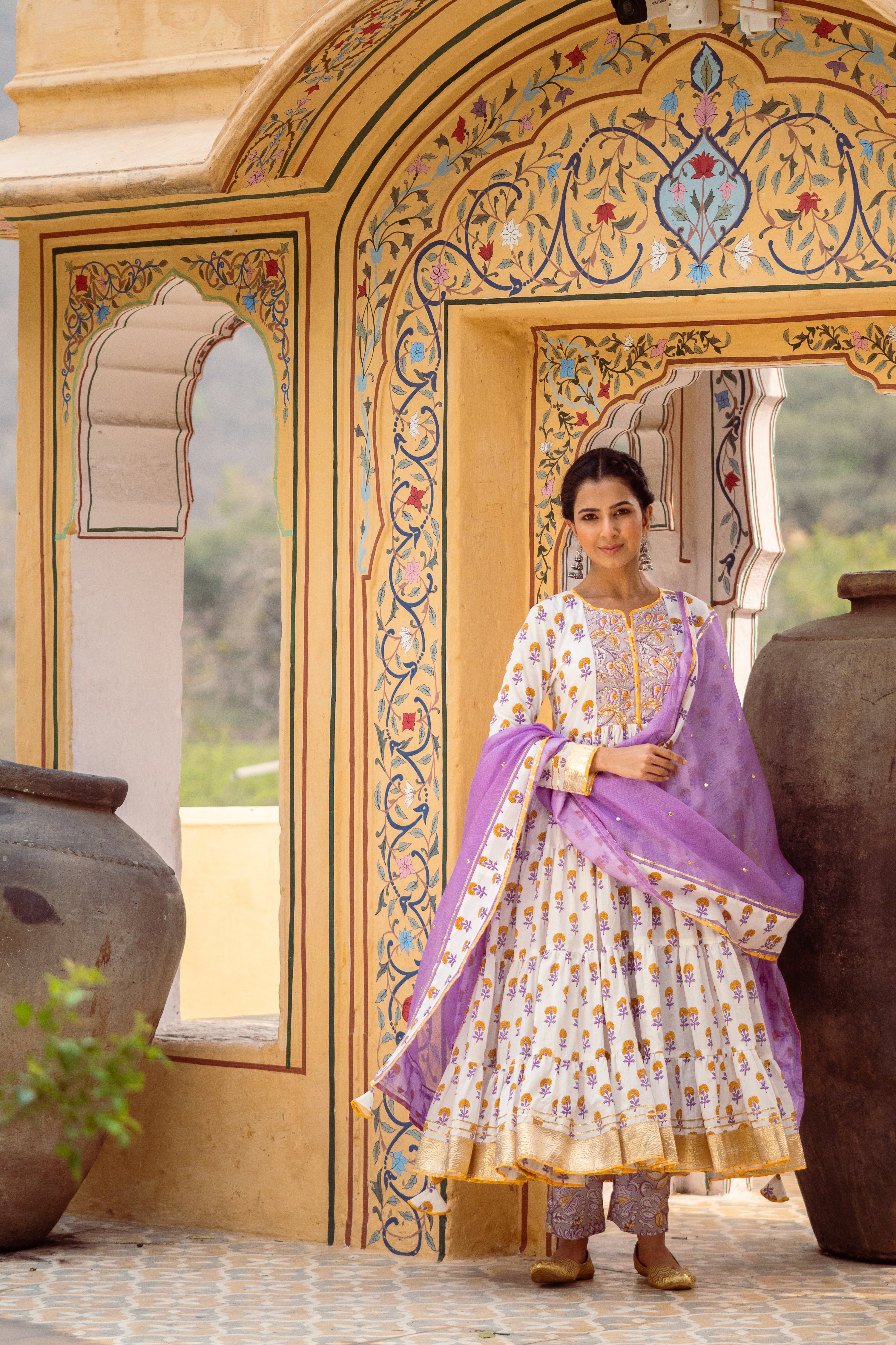 Purple Tier Anarkali Set