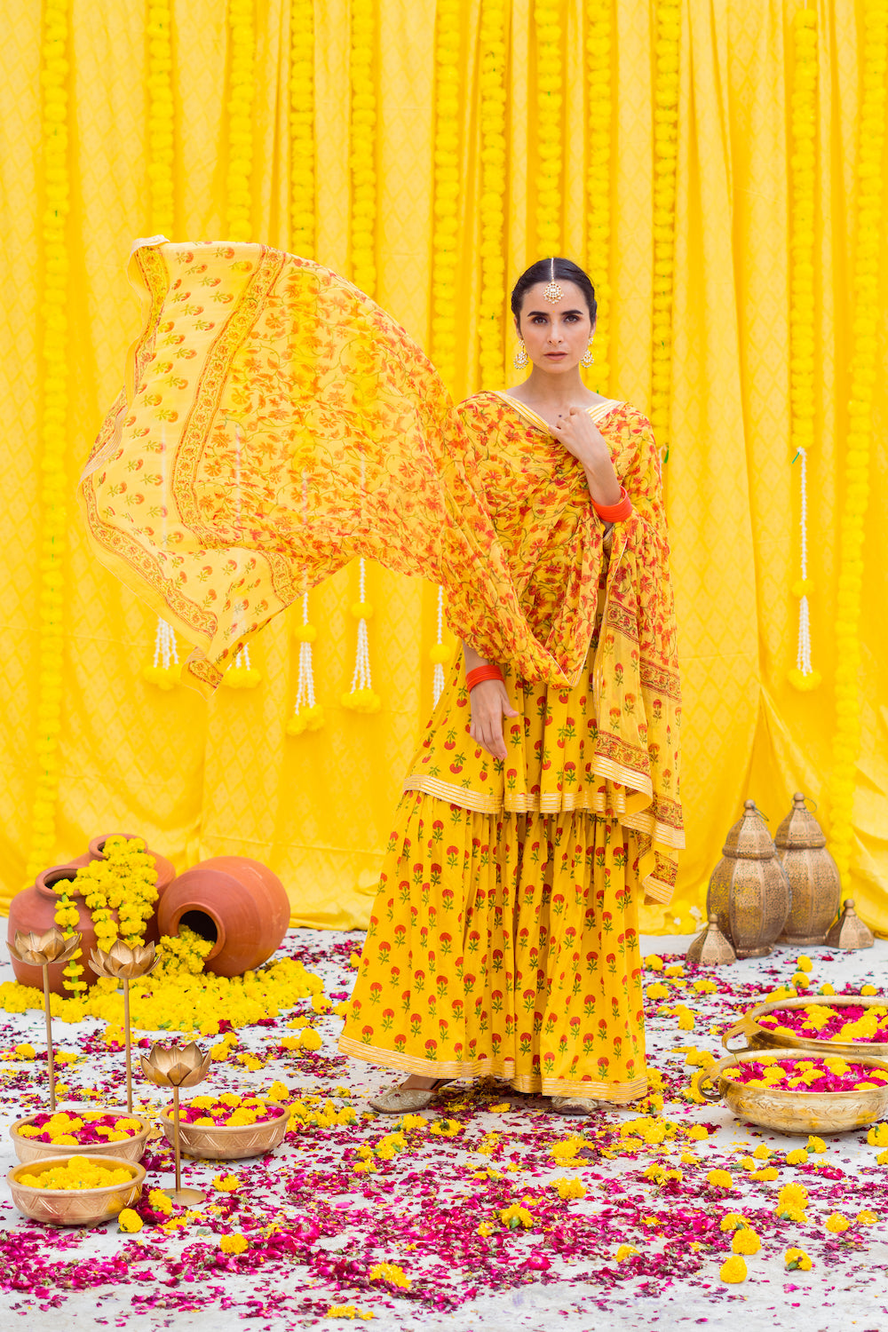 Mustard Gharara Set