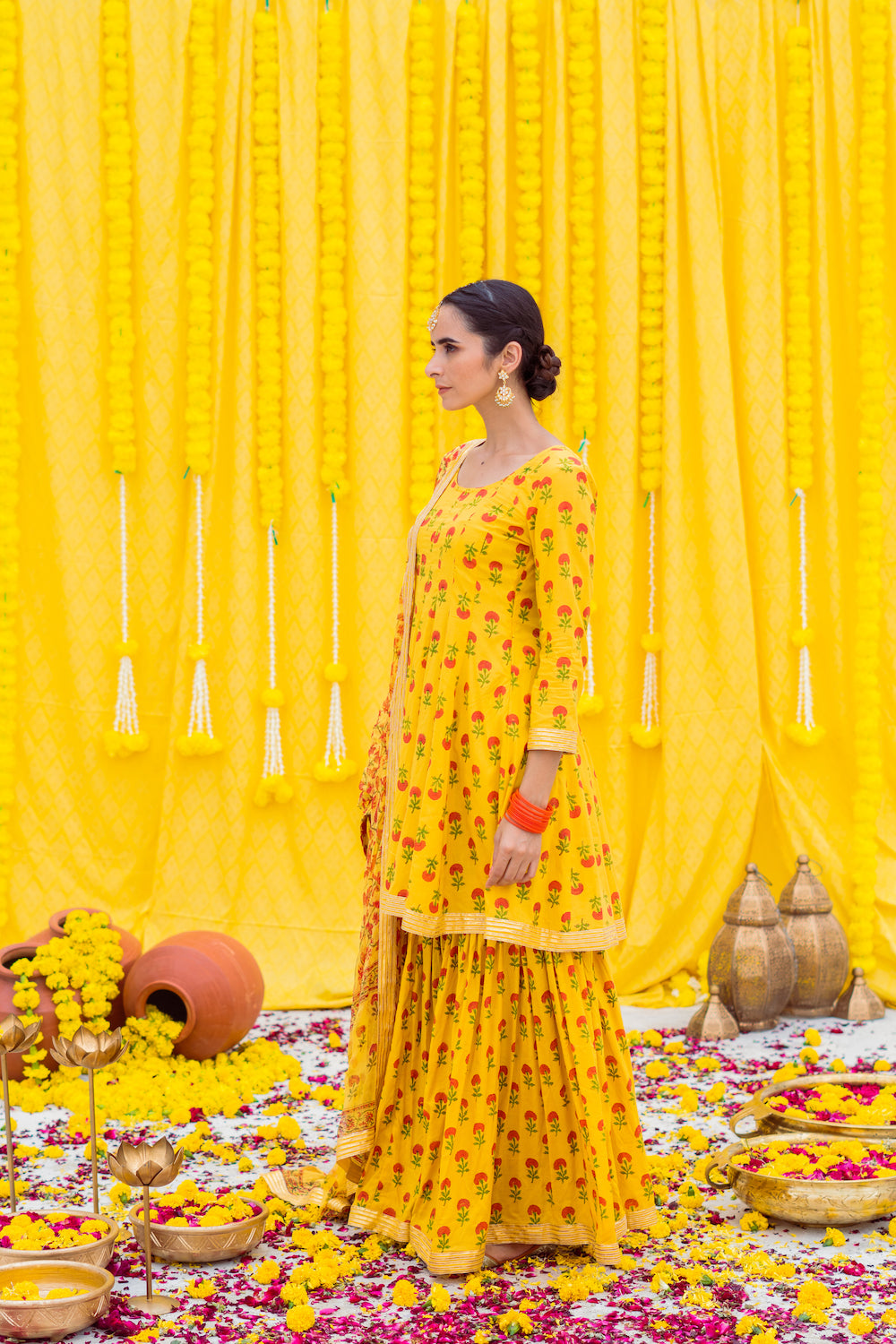 Mustard Gharara Set