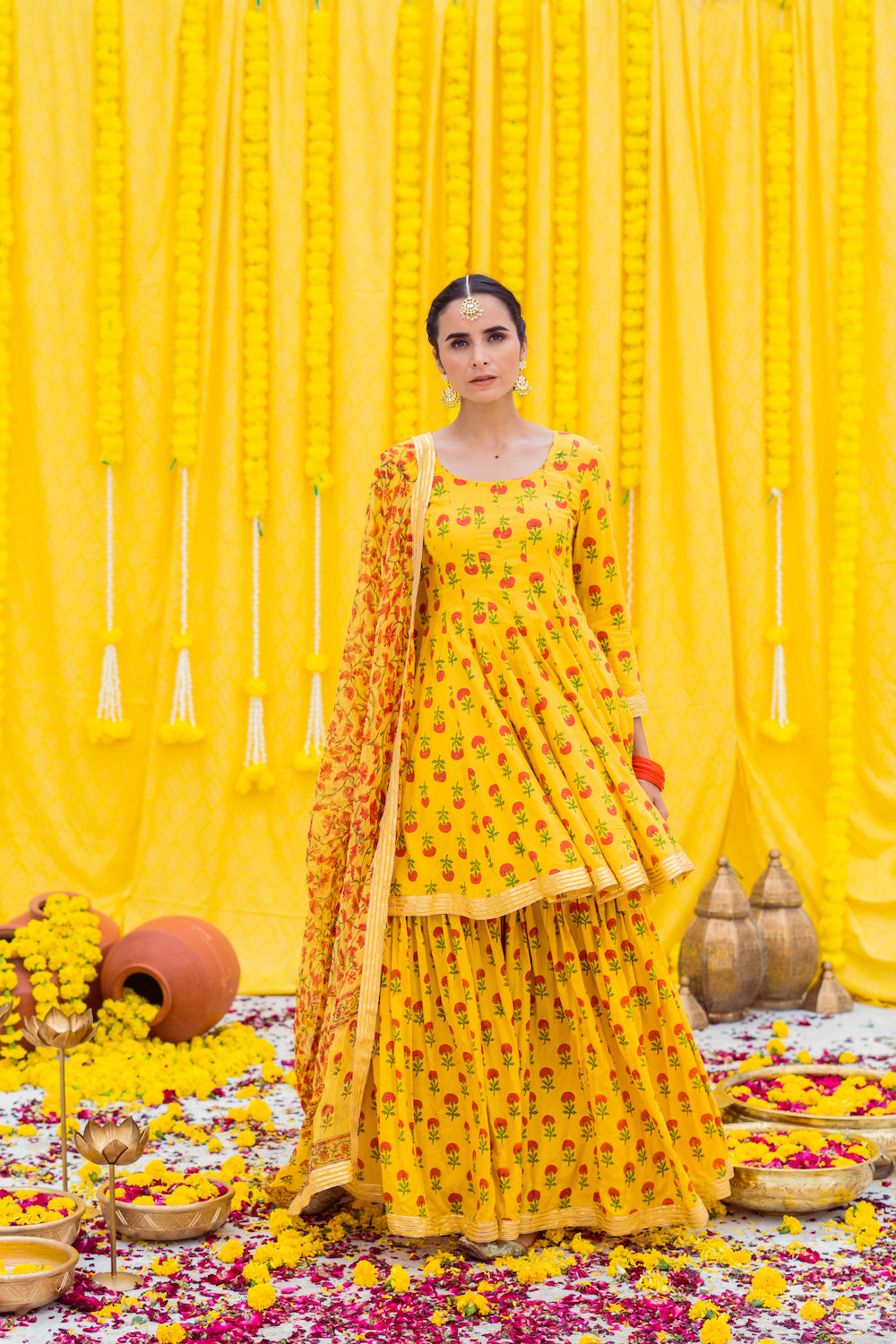 Mustard Gharara Set