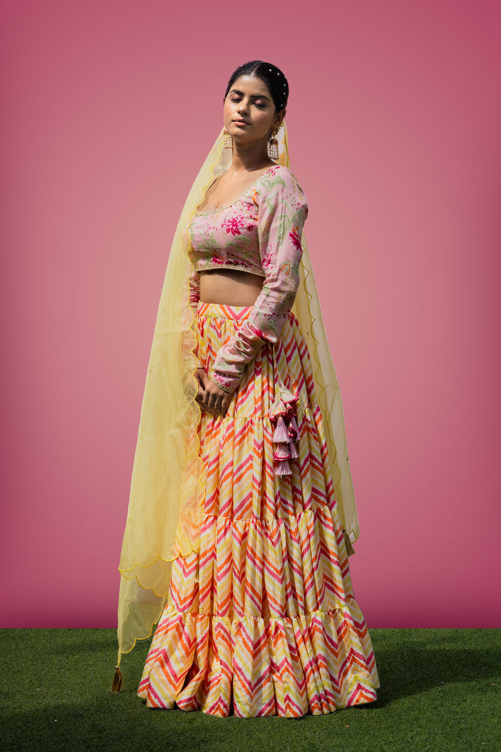 Mehfil Pink Zigzag Lehenga Set