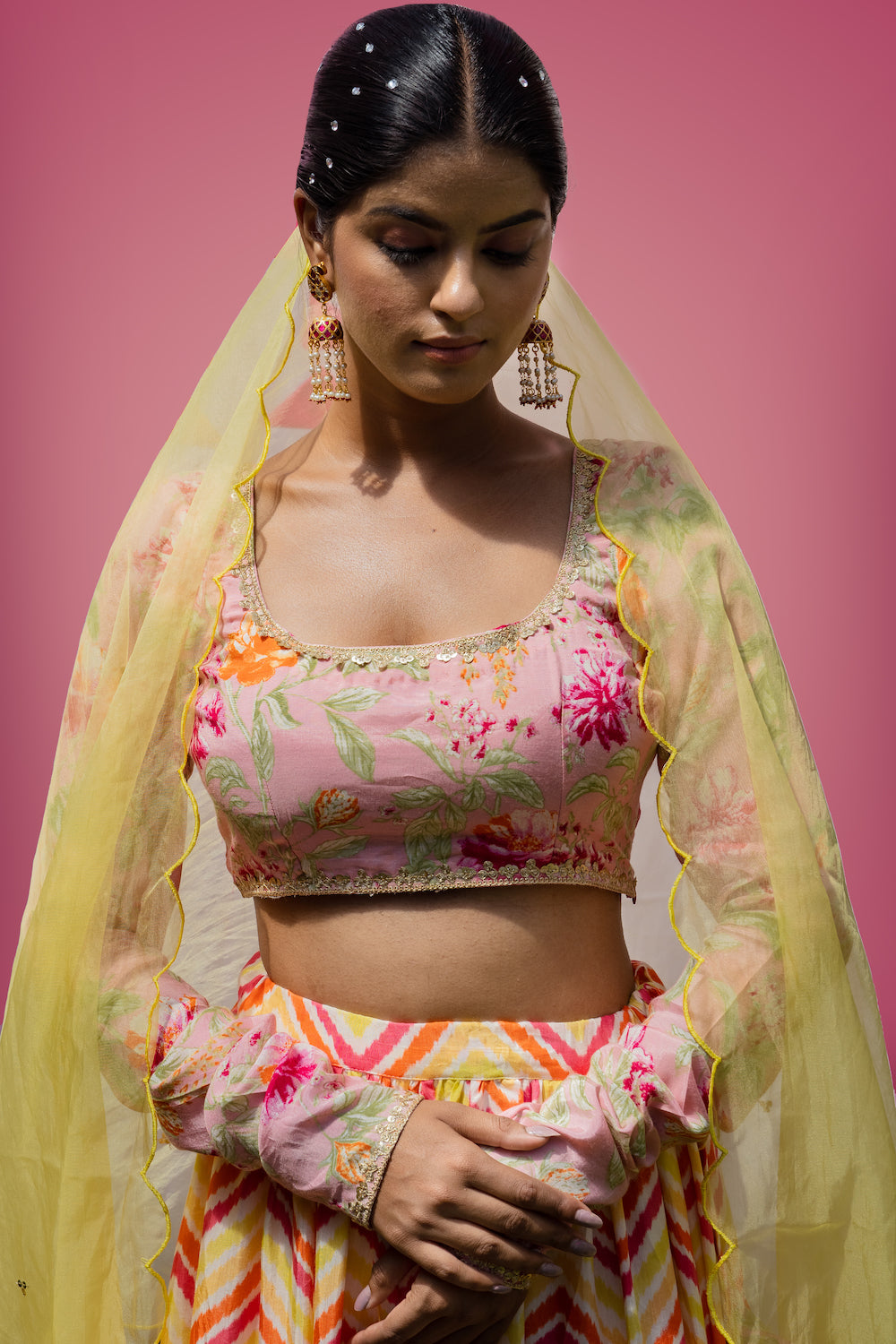 Mehfil Pink Zigzag Lehenga Set