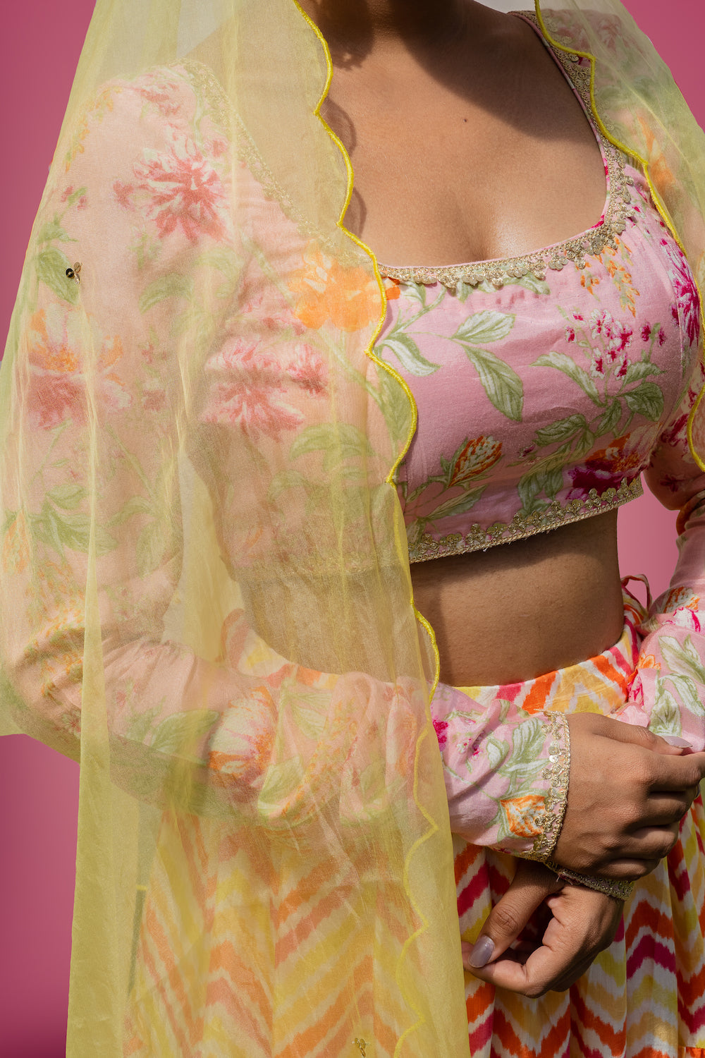 Mehfil Pink Zigzag Lehenga Set