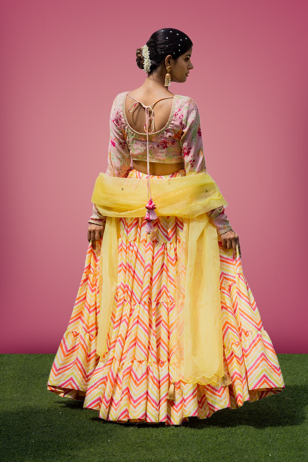 Mehfil Pink Zigzag Lehenga Set