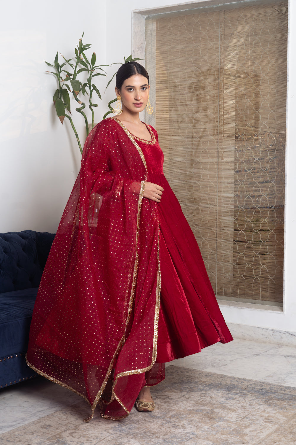Khwabidah Maroon Anarkali Set of 3