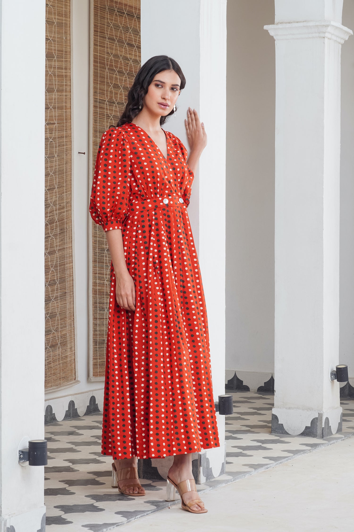 Red Polka Wrap Maxi