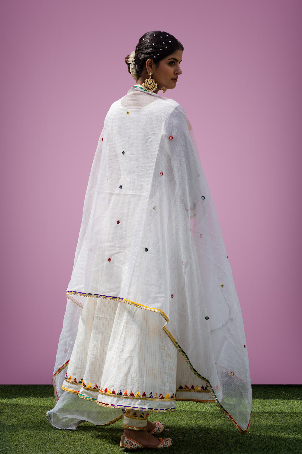 Mehfil White Anarkali Set