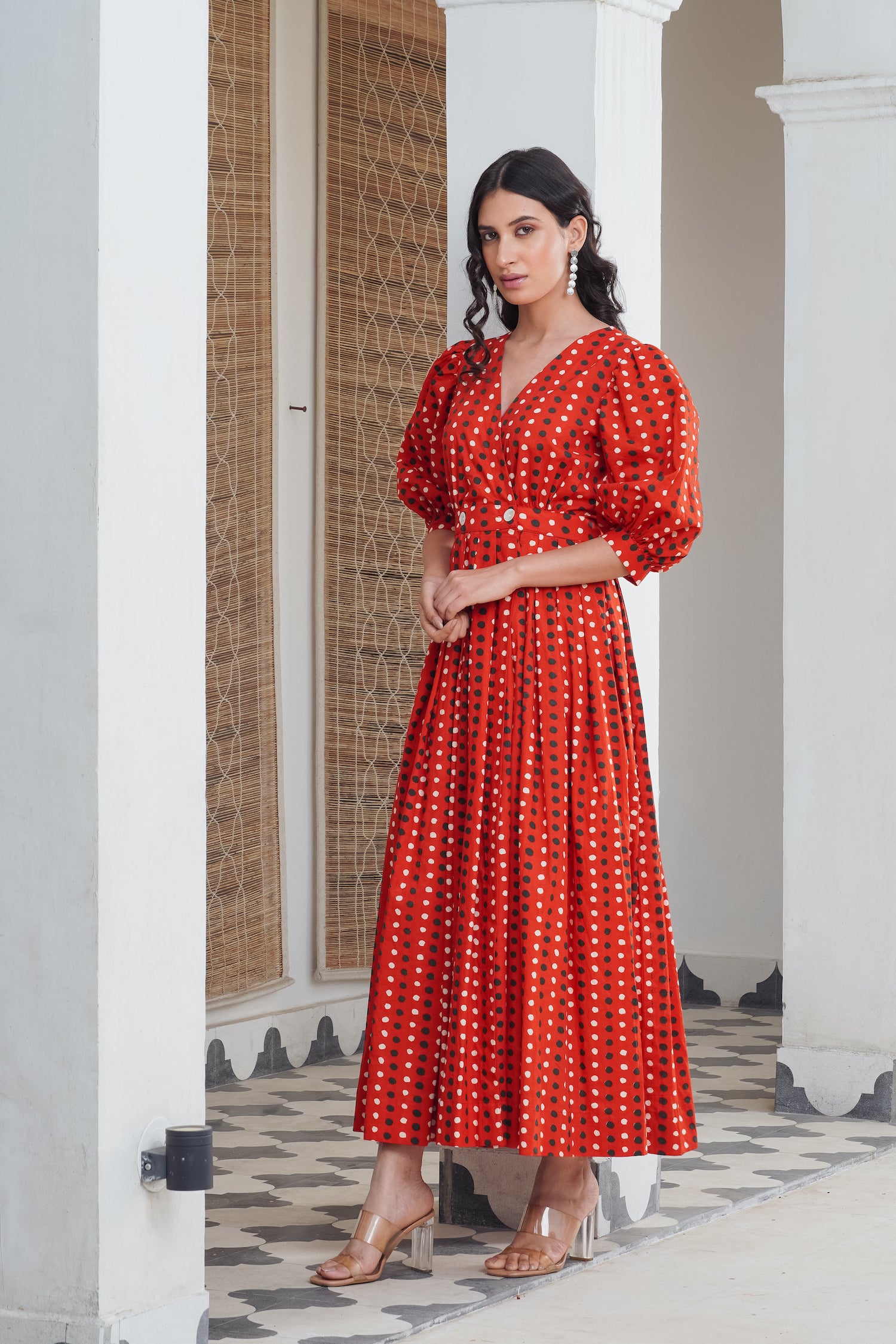 Red Polka Wrap Maxi