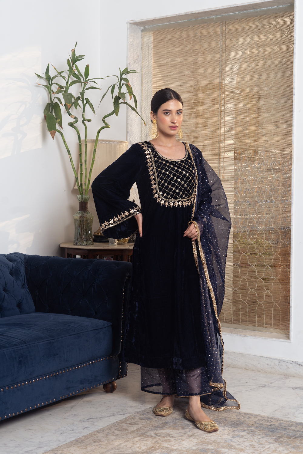 Khwabidah Navy Blue Ethnic Set of 3