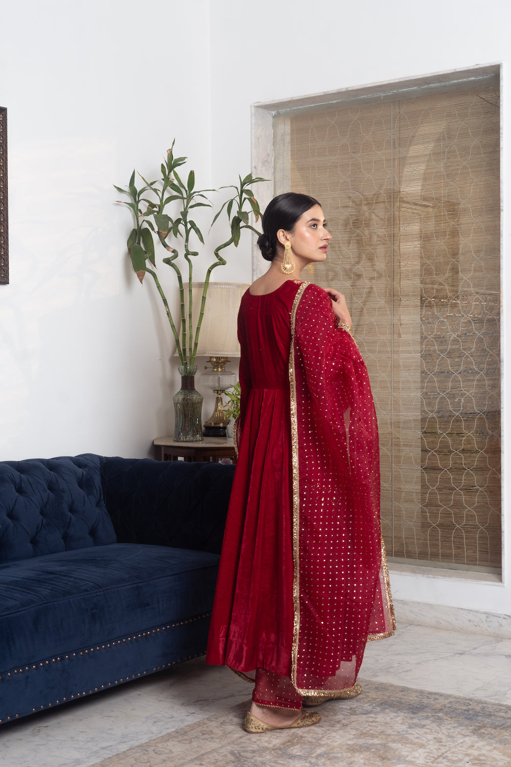 Khwabidah Maroon Anarkali Set of 3