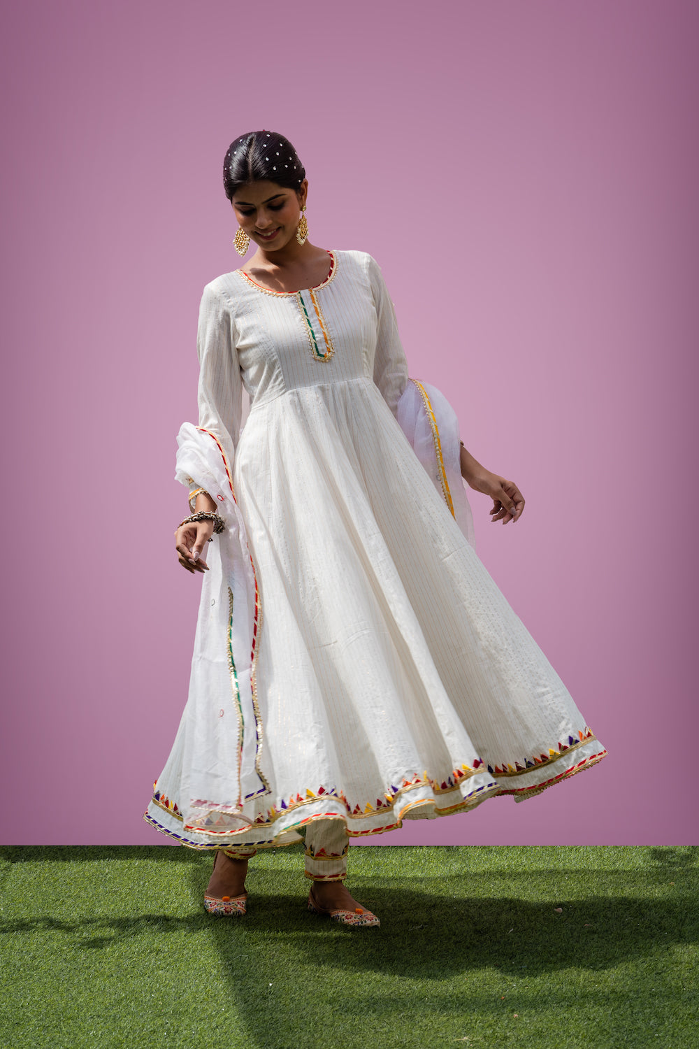 Mehfil White Anarkali Set