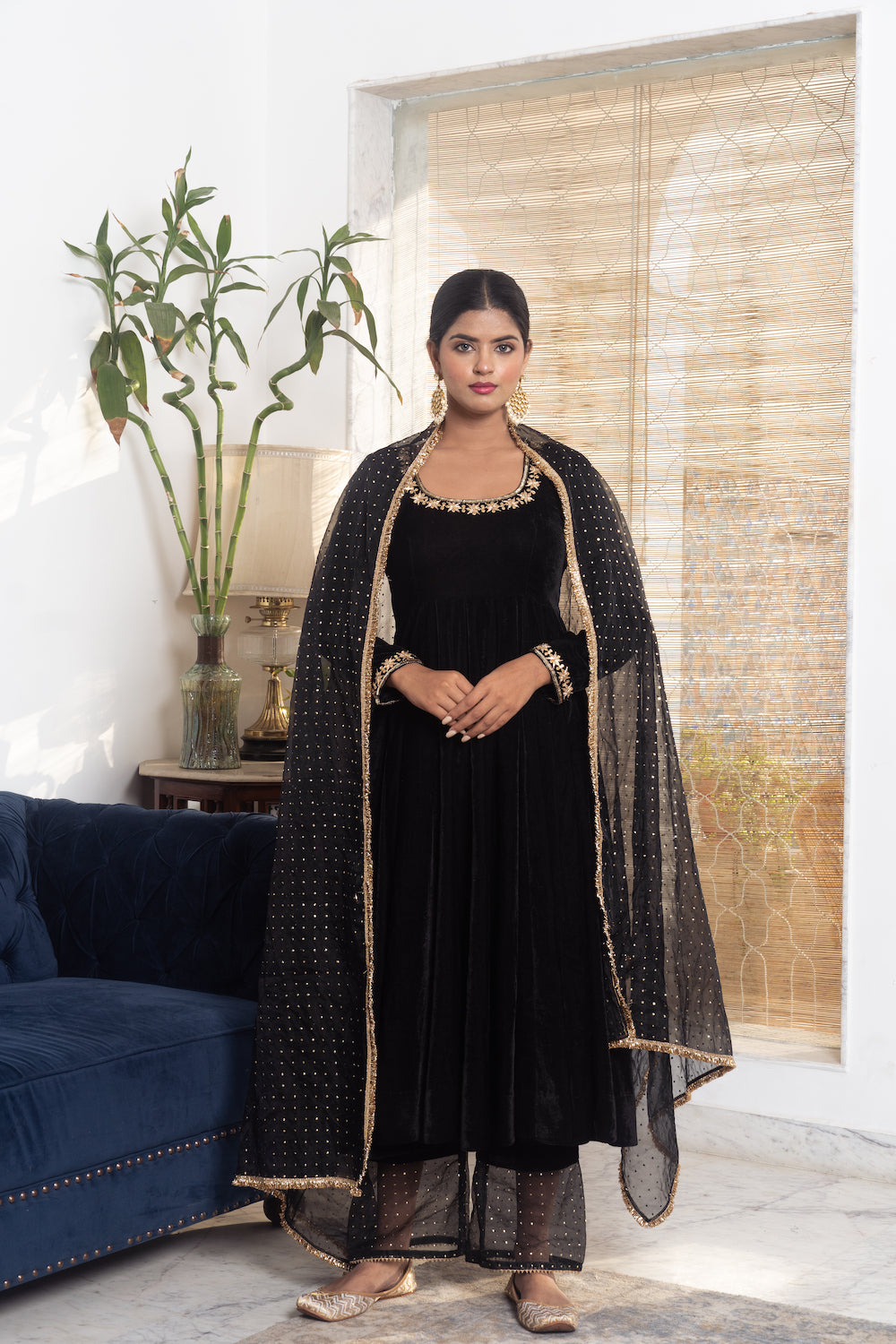 Khwabidah Black Anarkali Set of 3