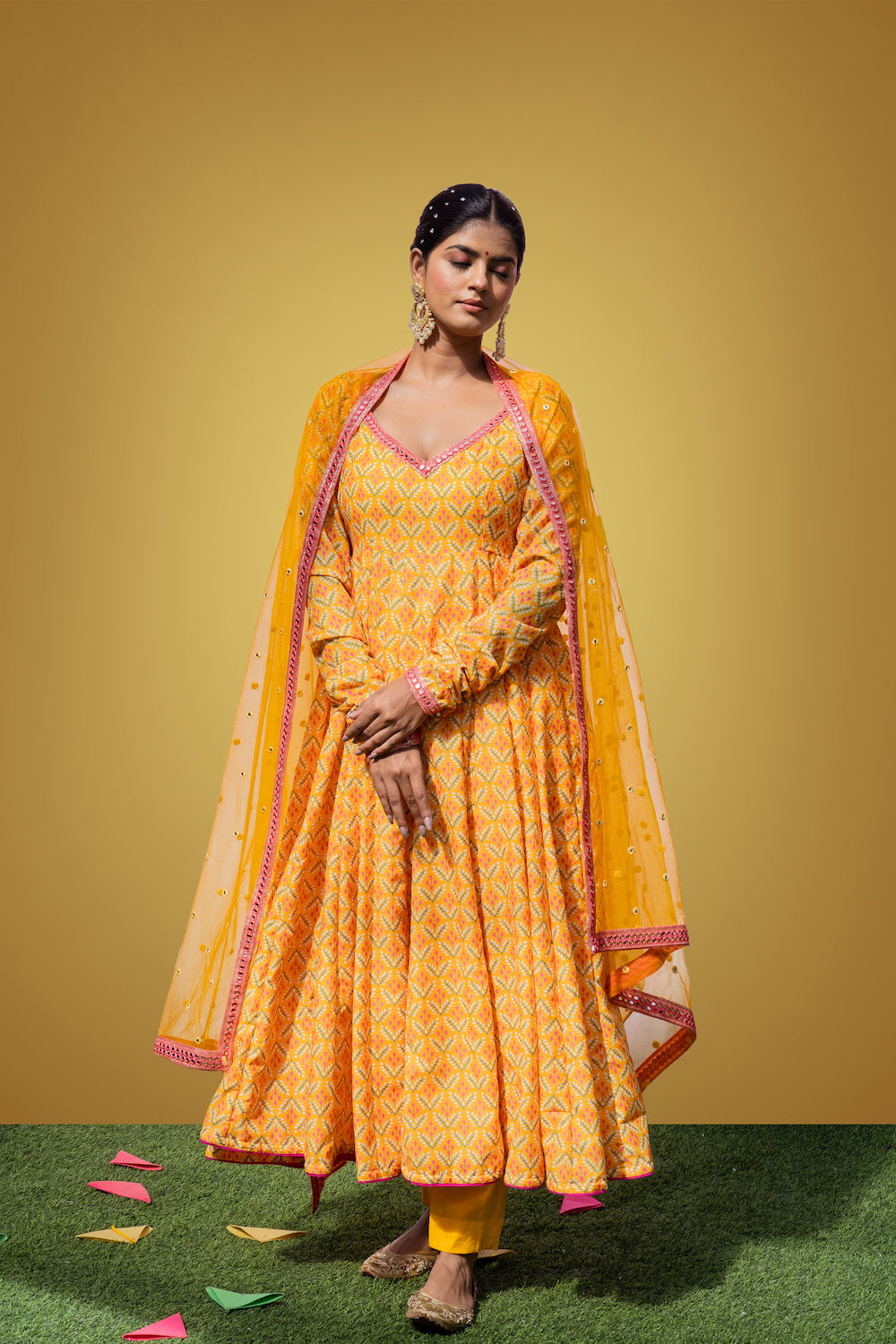 Mehfil Yellow Anarkali Set