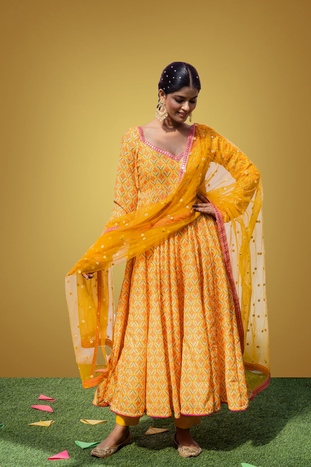 Mehfil Yellow Anarkali Set