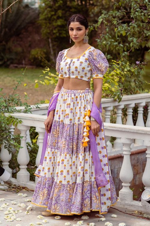 Purple Tier Lehenga Set