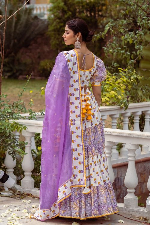Purple Tier Lehenga Set