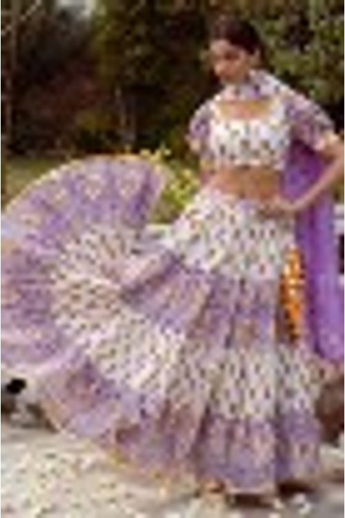 Purple Tier Lehenga Set