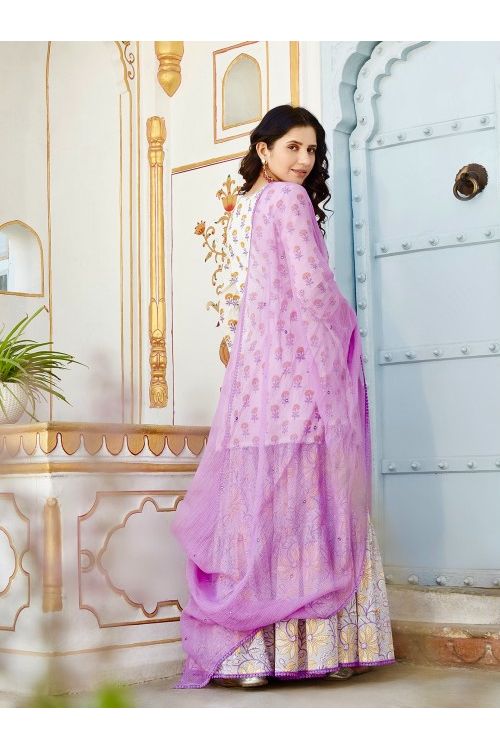 Purple White Gharara Set
