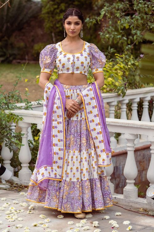 Purple Tier Lehenga Set