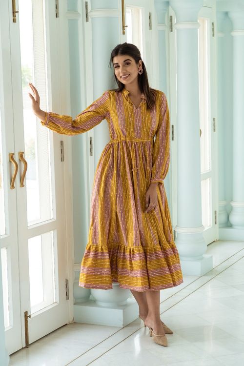 Mustard Waist Adjust Maxi