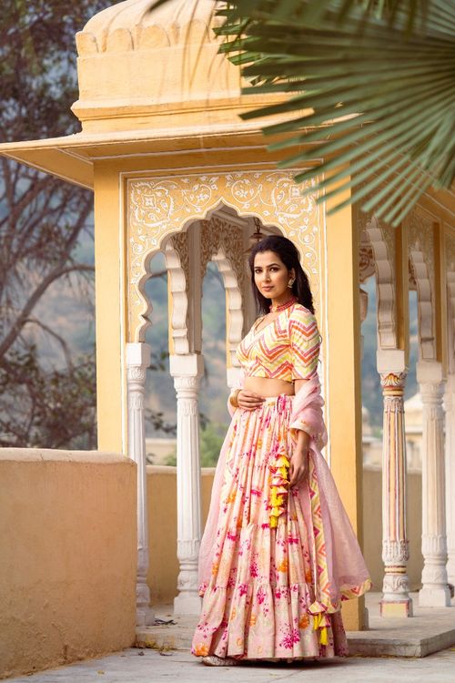 Pink Floral Lehenga Set