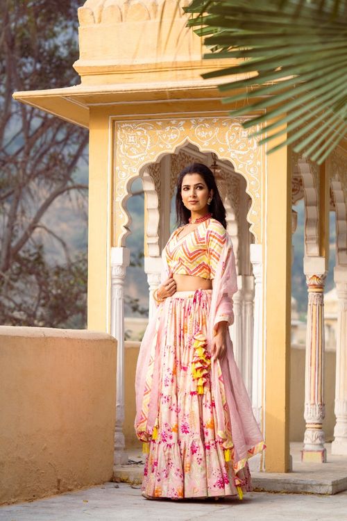 Pink Floral Lehenga Set
