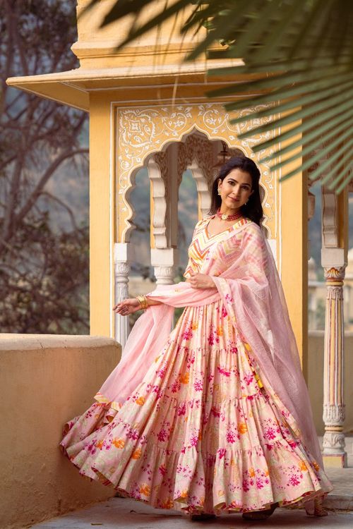 Pink Floral Lehenga Set