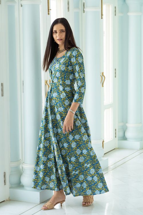 Blue Zigzag Jacket Set