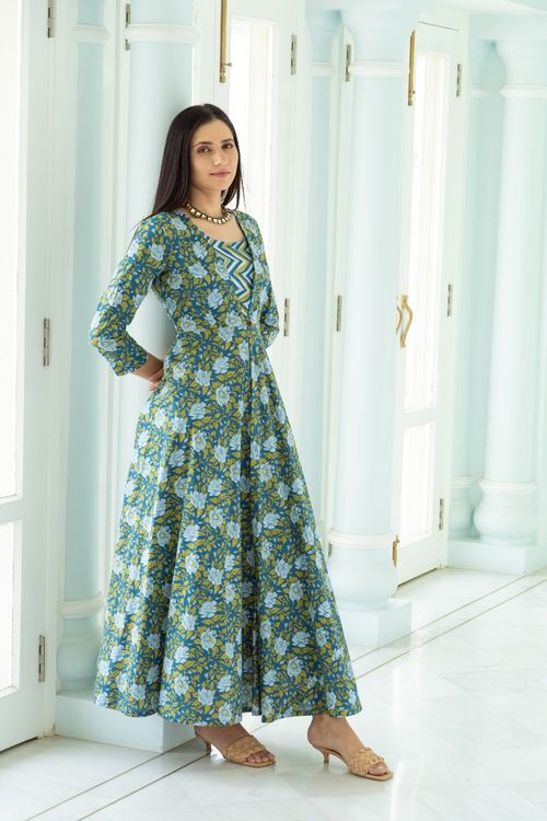 Blue Zigzag Jacket Set